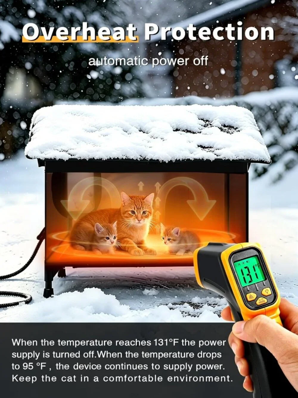 Large Heated Outdoor Cat House - Weatherproof Shelter for Multiple Cats, Cozy